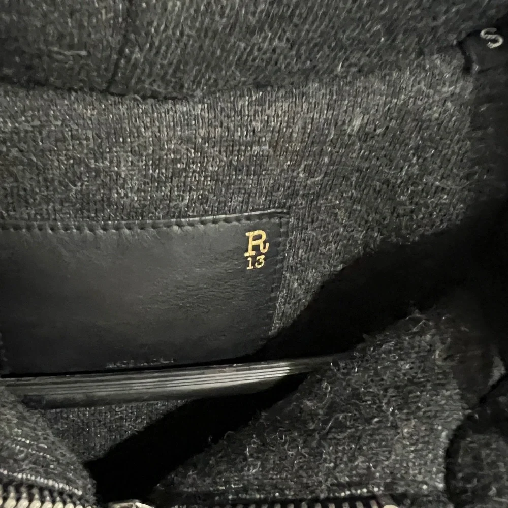 R13 Black Leather Jacket, sewn in hoodie - Picture 2 of 9